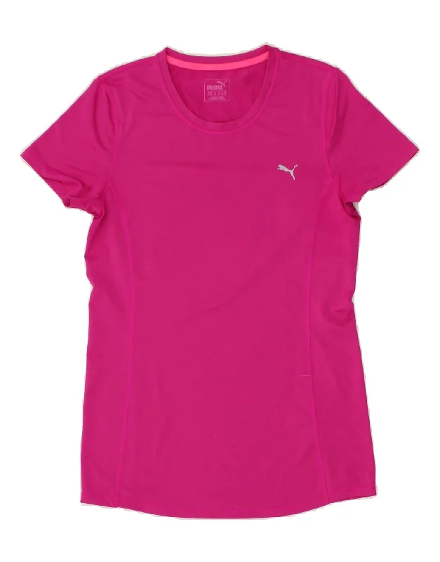 Fashion Comfort PUMA Womens T-Shirt Top UK 12 Medium Pink Polyester