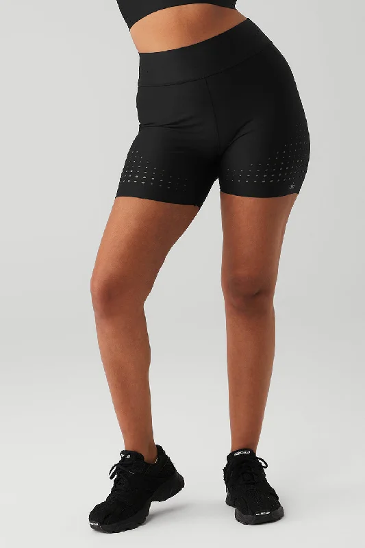 Easy-to-Wear 5" Airlift High-Waist Laser Cut Speedy Short - Black
