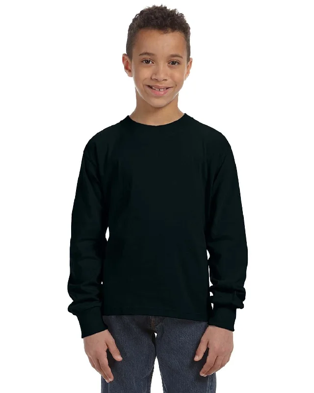 Cozy Footwear Fruit of the Loom Youth Heavy Cotton Long Sleeve T-Shirt | Black