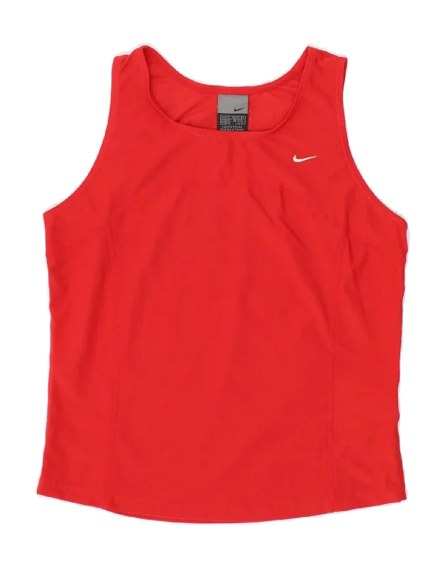 Cozy Apparel NIKE Womens Dri Fit Crop Vest Top UK 10/12 Medium Red Polyester