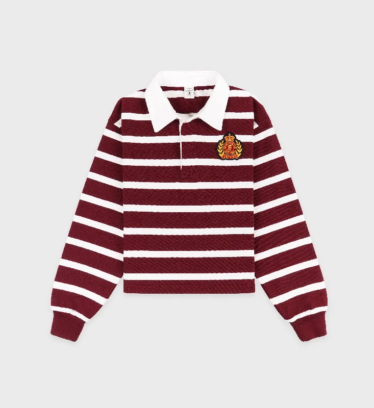 Casual Comfort Wear NY Crest Rugby Polo - Merlot/White