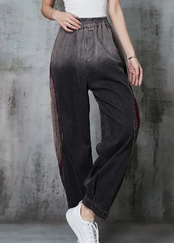 Breezy Outfits Beautiful Gradient Color Embroidered Patchwork Denim Pants Spring
