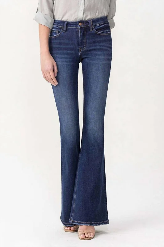 Soft Knitwear Katie Mid Rise Flare Jeans In Dark Wash