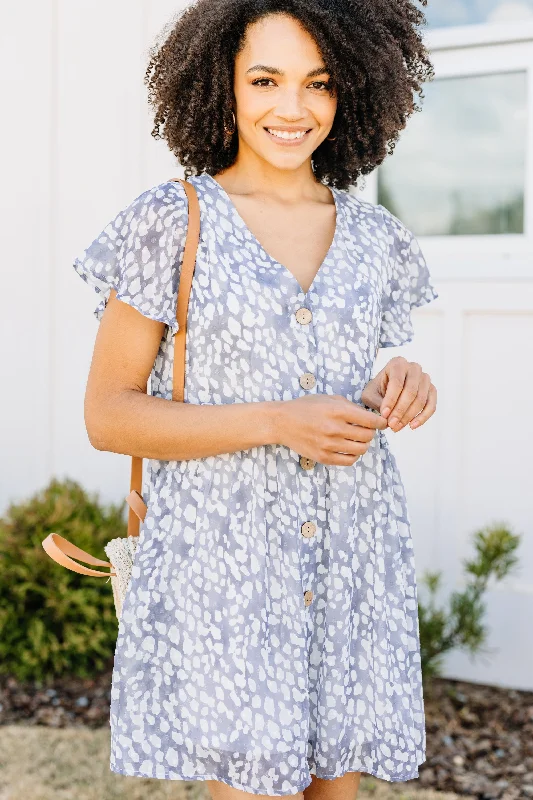 Cozy Chic Trends Blissful Days Gray Swiss Dot Dress