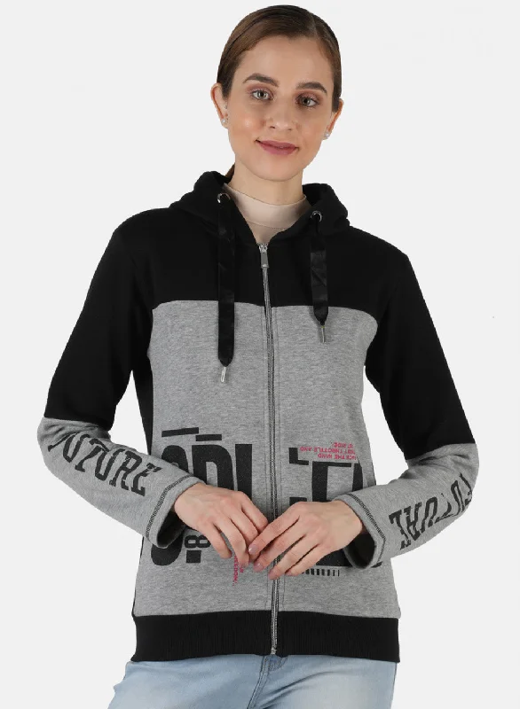 Warm Chic Women Black Printed Sweatshirt