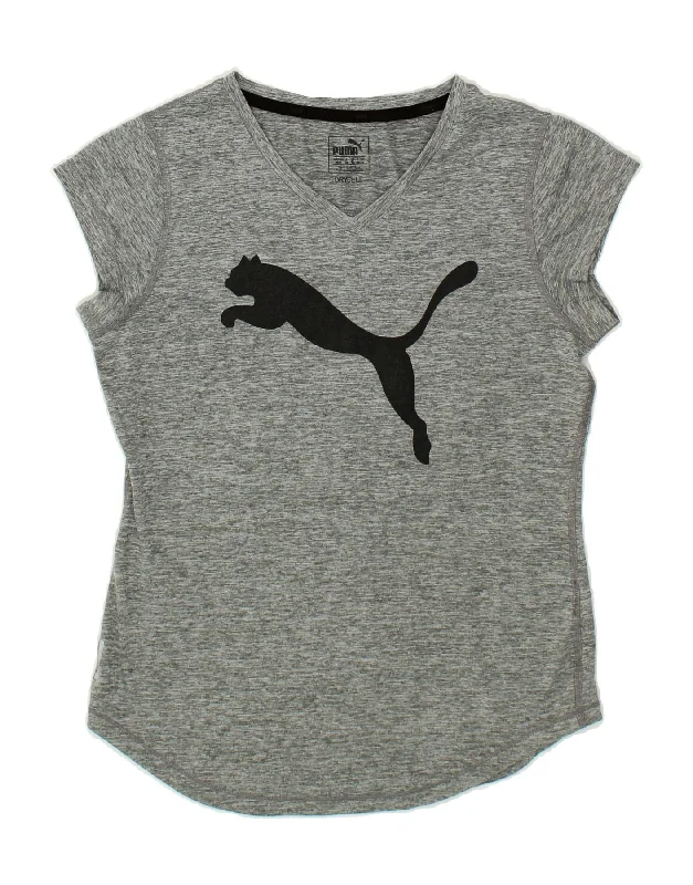 Relaxed Tops PUMA Womens Graphic T-Shirt Top UK 12 Medium Grey