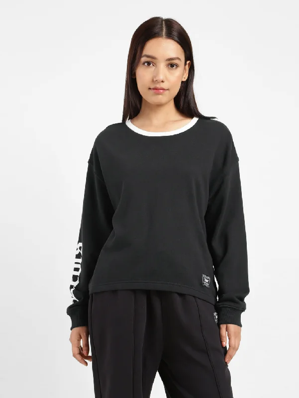 Easygoing Fashion Women's Brand Logo Round Neck Sweatshirt