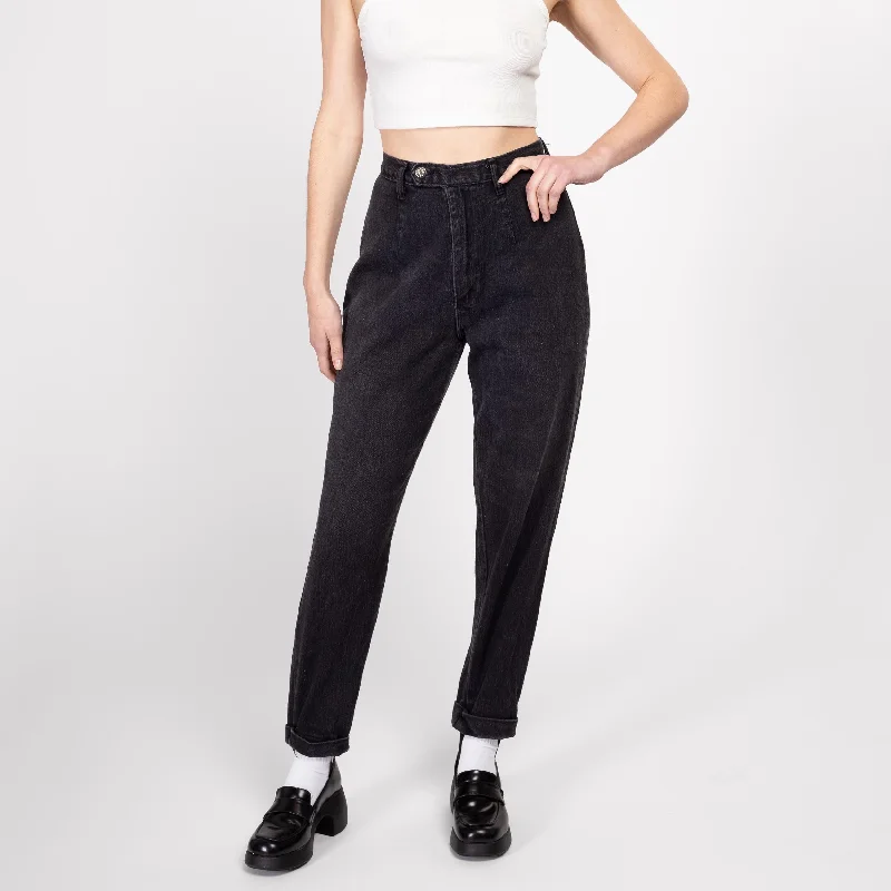 Relaxed Fits Medium 80s Black High Waisted Stirrup Jeans 28"-29"