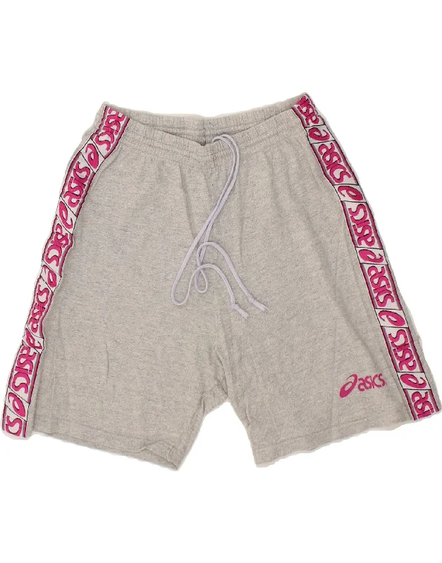 Modern Chic ASICS Womens Graphic Sport Shorts UK 20 2XL Grey Cotton