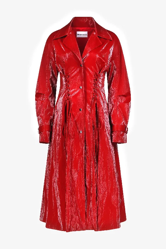 Soft Tops Crimson Laced Trench Coat