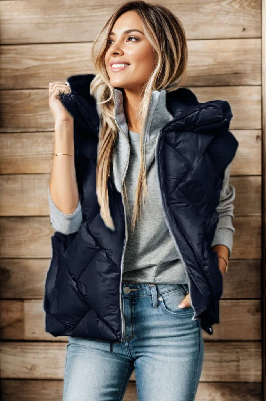 Comfy Dress Zip Up Hooded Vest Coat
