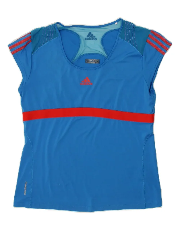 Relaxed Looks ADIDAS Womens Climacool T-Shirt Top UK 16/18 Large Blue Colourblock