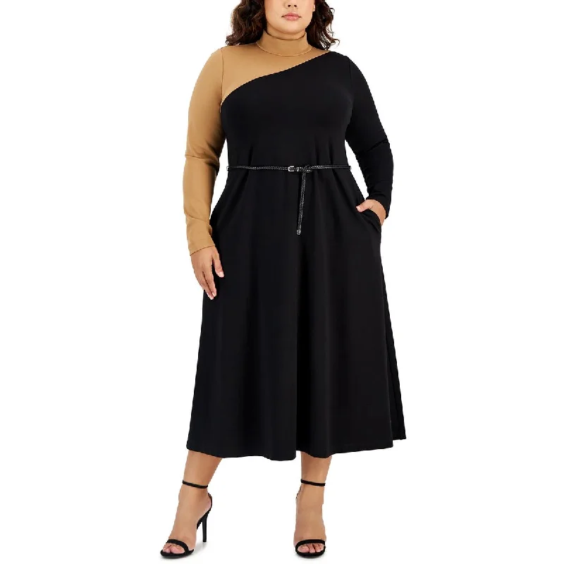Trendy Looks Anne Klein Womens Plus Belted Long Maxi Dress