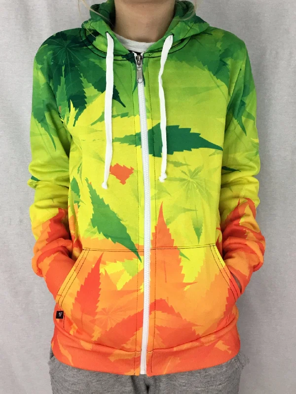 Casual Fit Rasta Ganja Unisex Zip Hoodie