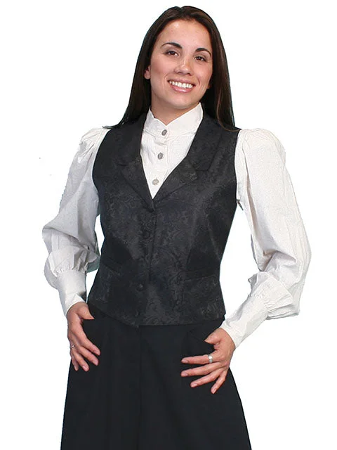 Casual Chic Outfits Women's Black Paisley Vest