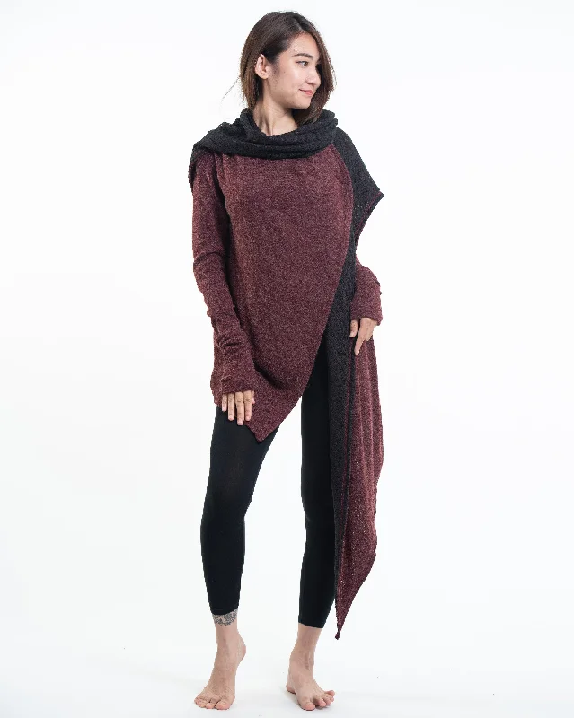 Elegant Dressing Hoodie Shawl Cardigan in Maroon