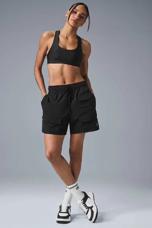 Cozy Fitting 7" Crinkle Nylon Excursion Cargo Short - Black