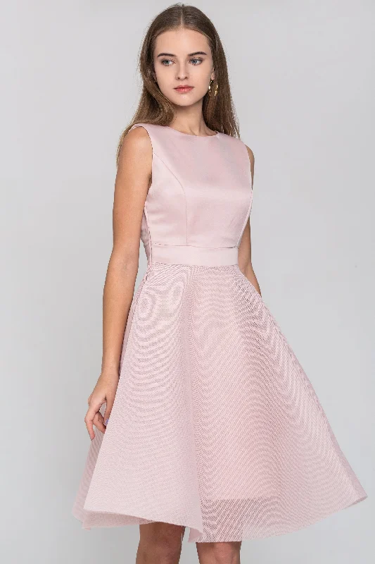 Cozy Knits Blush Bow Back Mesh Pincess Midi Dress