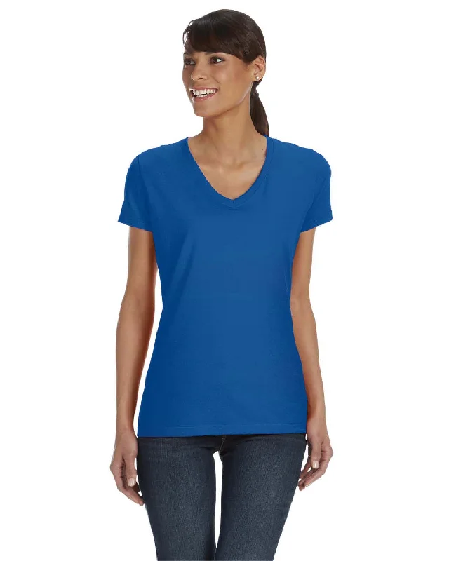 Soft Feel Fruit of the Loom Ladies 100% Heavy Cotton HD V-Neck T-Shirt | Royal