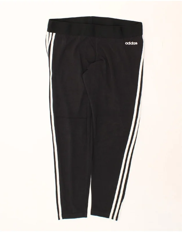 Trendy Comfort Wear ADIDAS Womens Leggings UK 20/22 XL Black Cotton