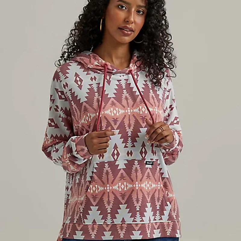 Effortless Looks Wrangler Women's Maroon & White Aztec Hoodie