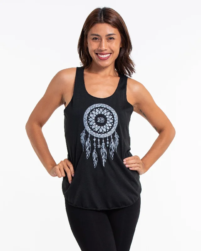 Cozy Fitting Womens Dreamcatcher Tank Top in Black