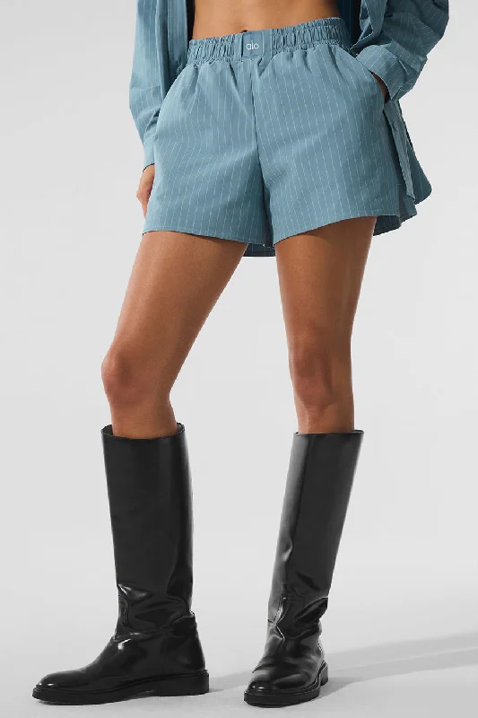 Relaxed Fits Pinstripe Daylight Boxer Short - Dark Celestial Blue/White