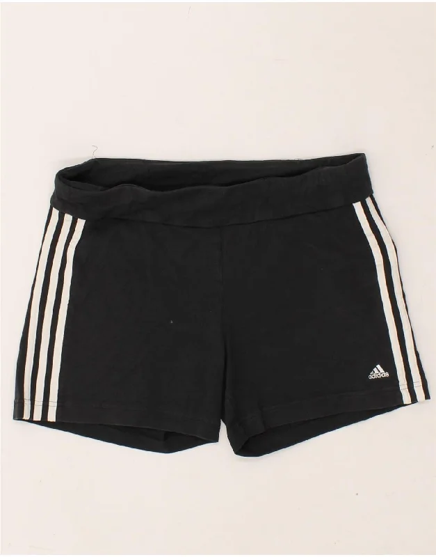 Elegant Dressing ADIDAS Womens Sport Shorts UK 14 Large  Black Cotton
