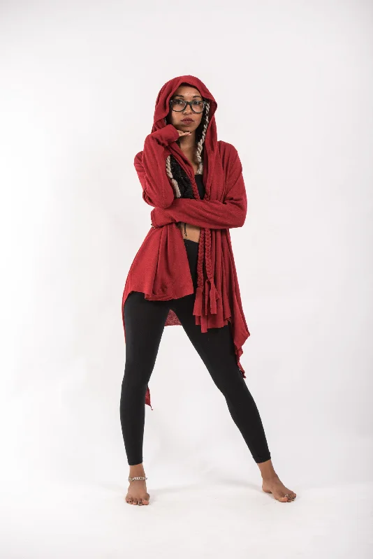 Cozy Essentials Wear Hooded Cardigan in Red