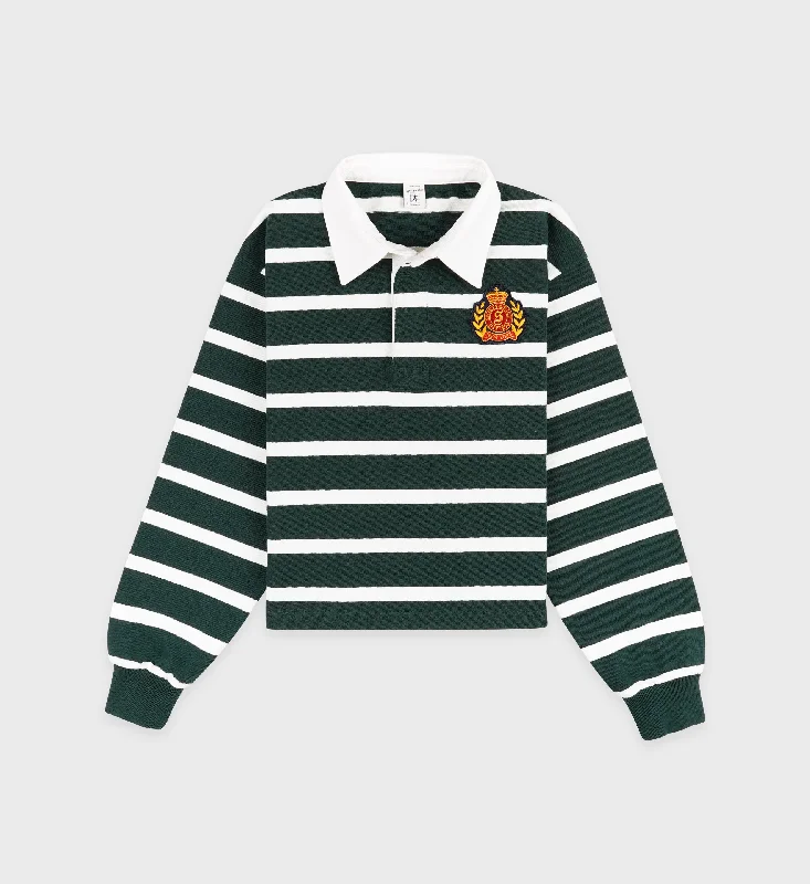 Cozy Fashion Trends NY Crest Rugby Polo - Forest/White