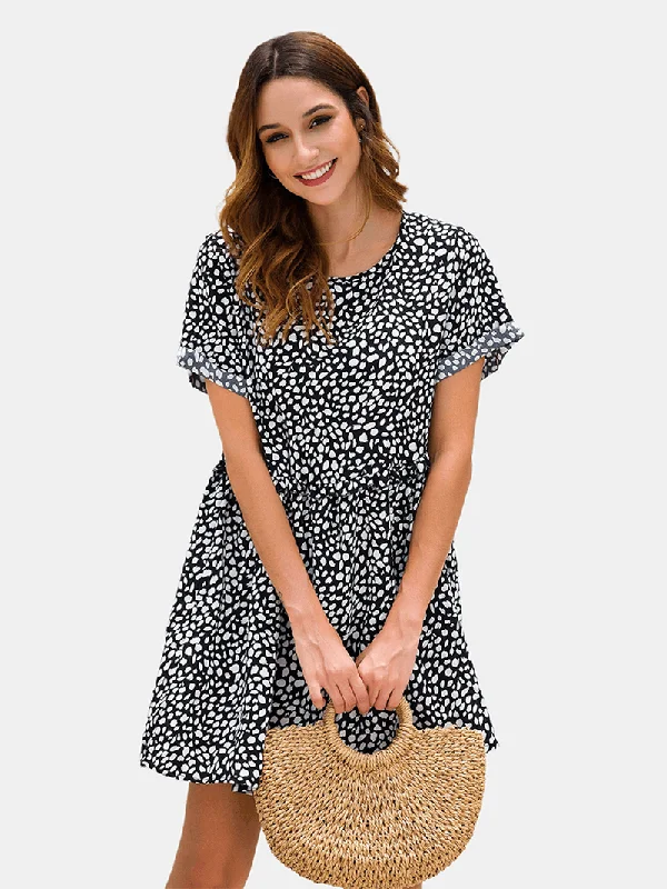Smart Comfort Wear Summer Print Holiday Beach A-Line Mini Dress for Women