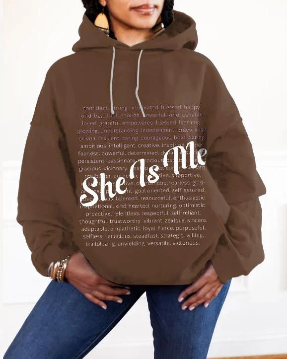 Stylish Fit Black Woman She Is Long-sleeved Hoodie
