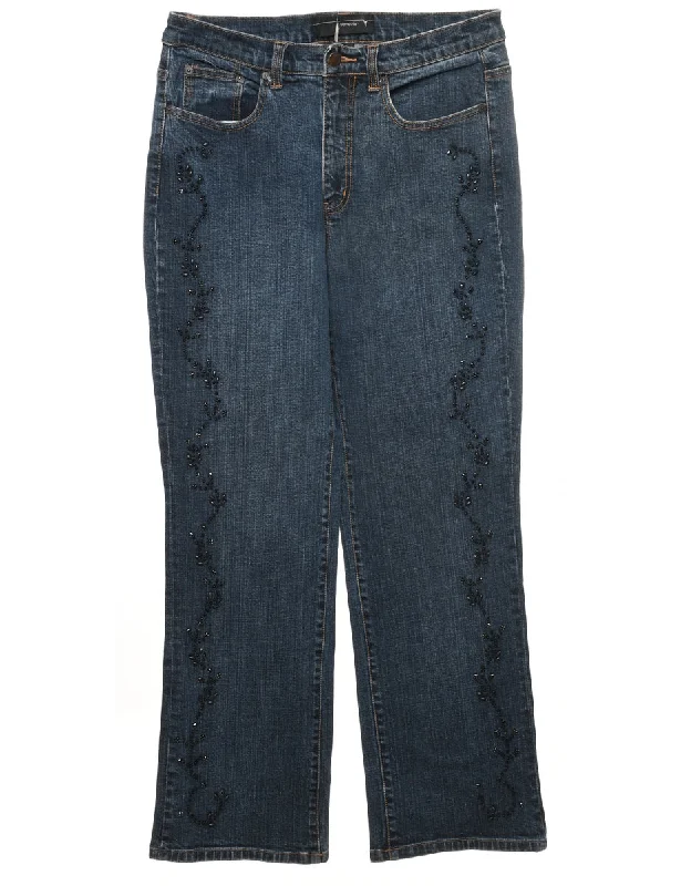 Versatile Casuals Dark Wash Beaded Jeans - W30 L29