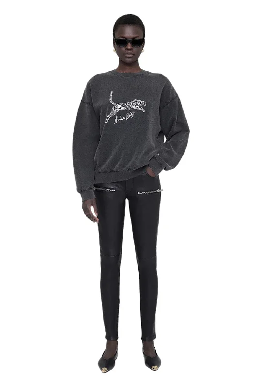 Effortless Outfits Spencer Sweatshirt Spotted Leopard - Washed Black