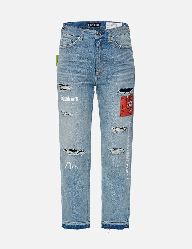 Weekend Comfort Wear Woven Label Ripped Relaxed Fit Jeans