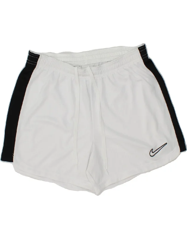 Soft Textures NIKE Womens Dri Fit Sport Shorts UK 10 Small White Polyester