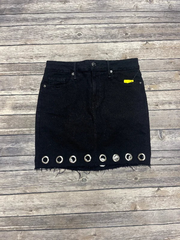 Light Fit Skirt Mini & Short By Good American In Black & Silver, Size: 4