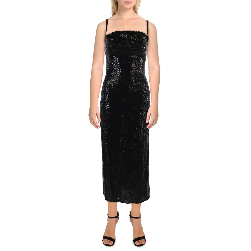 Stylish Fit Bebe Womens   Metallic Sequin Maxi Dress