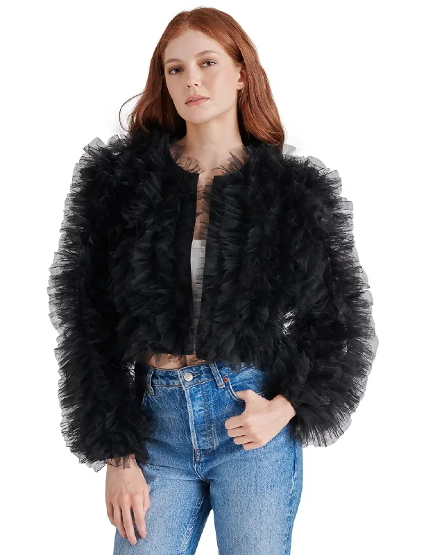 Comfortable Lounge Wear Odile Ruffle Jacket, Black