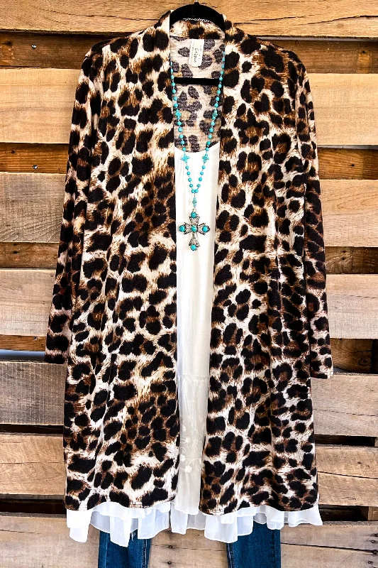 Casual Ease Wild Arrangement Cardigan - Brown/Black - Leopard