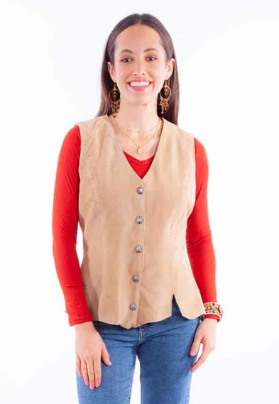 Casual Chic Looks Women's Lamb Suede Tan Vest