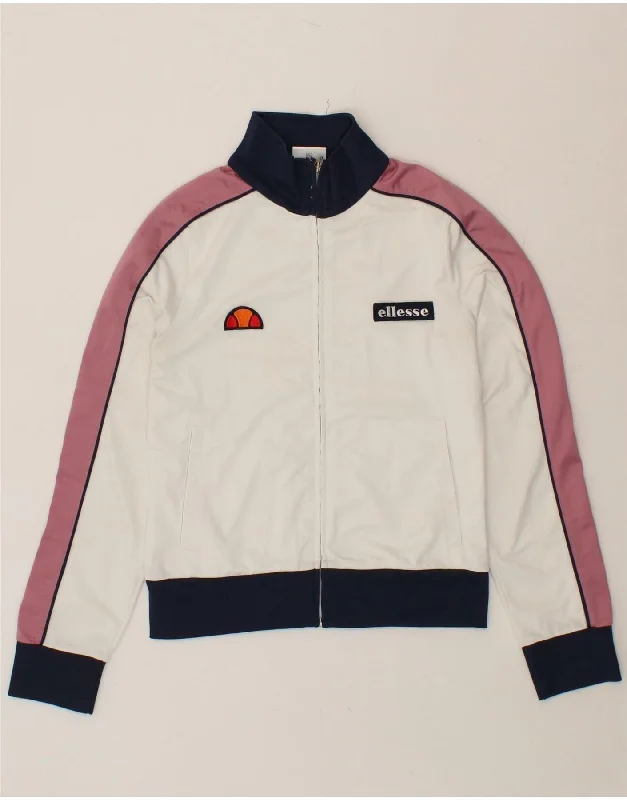 Relaxed Tops ELLESSE Womens Graphic Tracksuit Top Jacket UK 12 Medium White Polyester Relaxed Tops ELLESSE Womens Graphic Tracksuit Top Jacket UK 12 Medium White Polyester