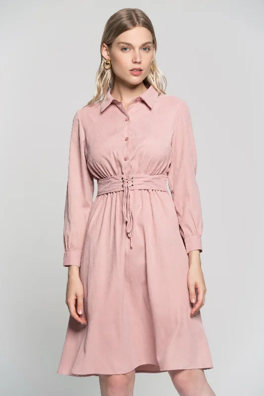 Effortless Outfits Bubblegum Pink Full Sleeves Midi Dress