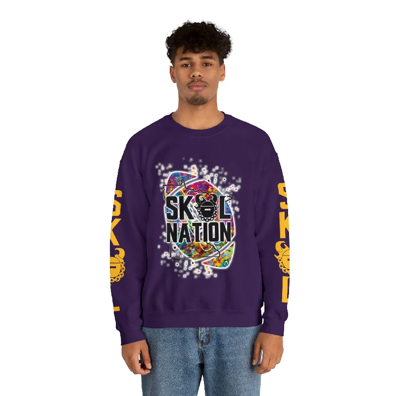 Fashionable Comfort Unisex Heavy Blend™ Crewneck - MN Nation (Color Blast) + Game Day Helmet (Sleeves)