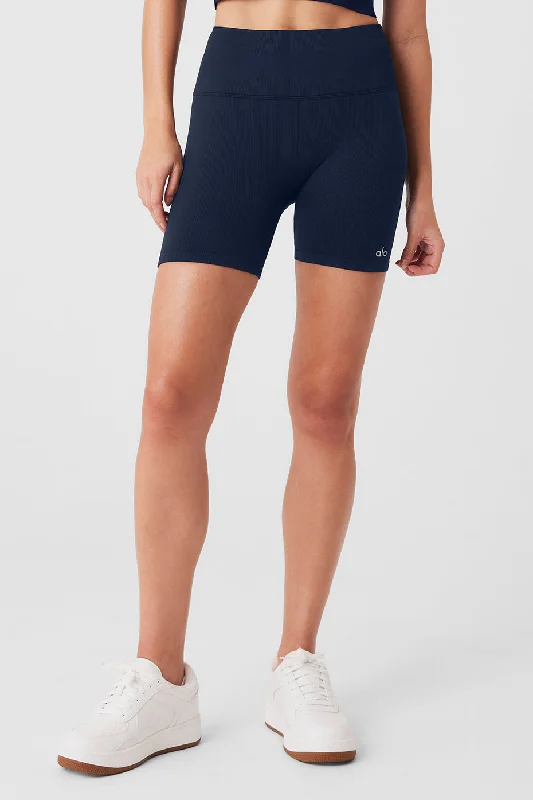 Trendy Layers 5" Seamless Ribbed Favorite Short - Navy
