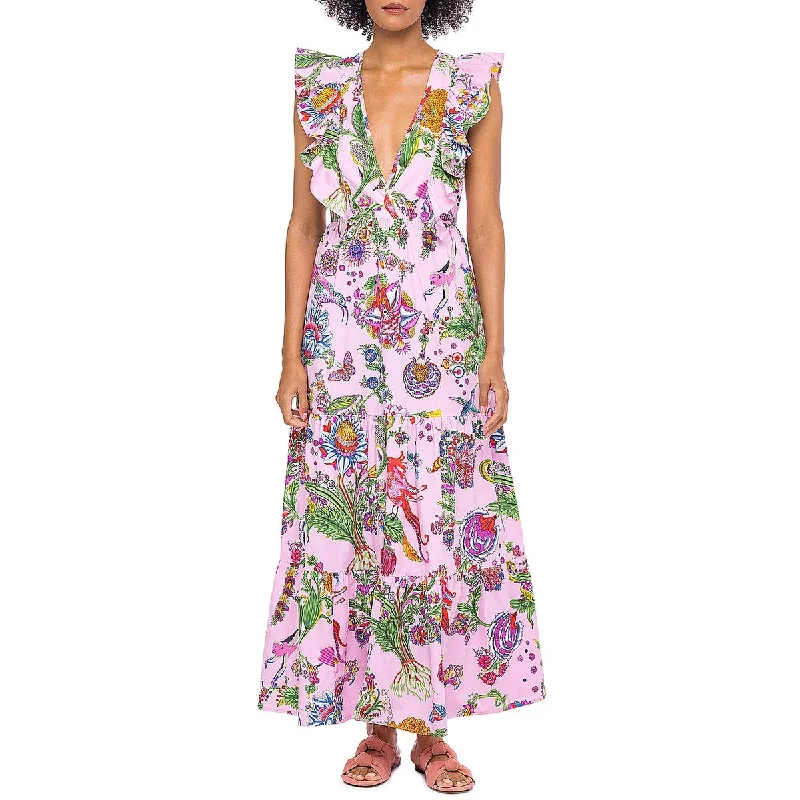 Trendy Layers Banjanan Womens Printed Tea Length Maxi Dress