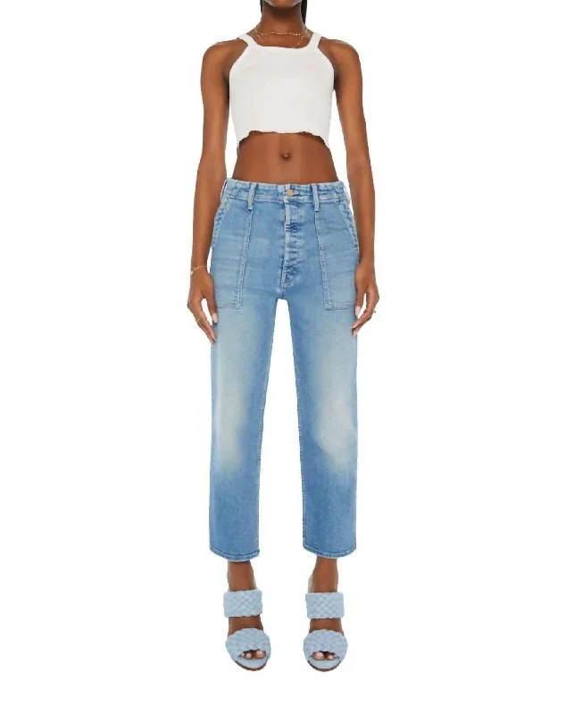 Cozy Knits Patch Pocket Private Flood Jeans In Flag Me Down