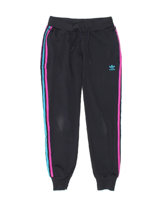 Urban Chic ADIDAS Womens Tracksuit Trousers Joggers UK 10 Small Navy Blue Polyester