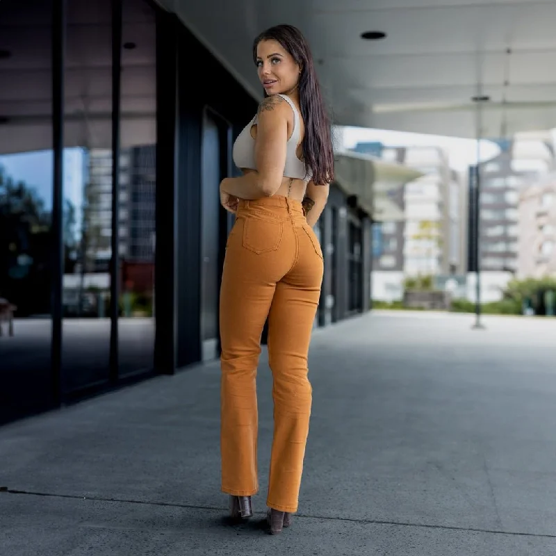 Weekend Comfort Wear Impact Flare Fit Jeans - Tan