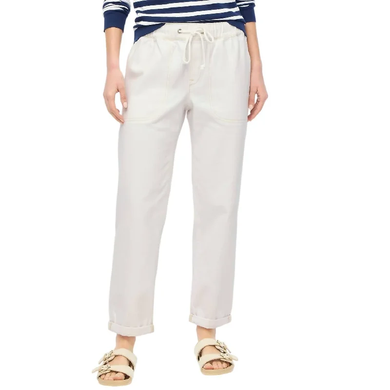 Layered Style Drawstring Jean In White